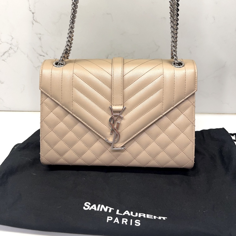 Saint Laurent medium envelop beige bag
